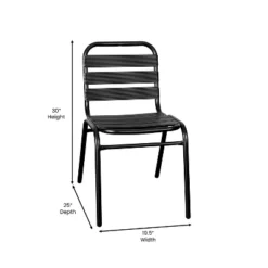 Flash Furniture Lila Aluminum Commercial Indoor-Outdoor Armless Restaurant Stack Chair With Triple Slat Back -Flash Furniture GUEST 82d08676 6cf0 4790 8876 de0364f70775