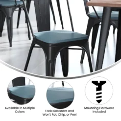 Flash Furniture Perry Set Of 4 Poly Resin Wood Seat With Rounded Edges For Colorful Metal Chairs And Stools -Flash Furniture GUEST 82f818e8 86c5 4330 8f08 5112fbc10d64