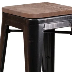 Flash Furniture 24" High Backless Metal Counter Height Stool With Square Wood Seat -Flash Furniture GUEST 83184729 d497 4c74 b364 ab554bd957be