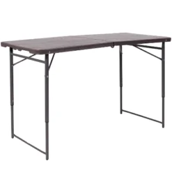 Flash Furniture 4-Foot Height Adjustable Bi-Fold Dark Gray Plastic Folding Table With Carrying Handle -Flash Furniture GUEST 838a87a5 de88 49f6 ab03 6a29a6ef5324