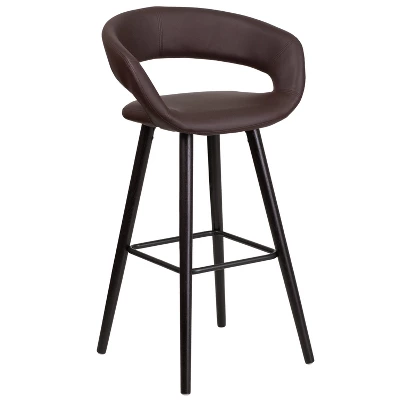 Flash Furniture Brynn Series 29'' High Contemporary Vinyl Rounded Back Barstool With Cappuccino Wood Frame 12 Flash Furniture Brynn Series 29'' High Contemporary Vinyl Rounded Back Barstool With Cappuccino Wood Frame - Image 10