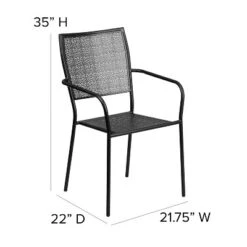 Flash Furniture Commercial Grade Indoor-Outdoor Steel Patio Arm Chair With Square Back -Flash Furniture GUEST 841bf47f 080f 4fa2 9644 42308b107ec7