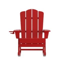 Flash Furniture Newport HDPE Adirondack Chair With Cup Holder And Pull Out Ottoman, All-Weather HDPE Indoor/Outdoor Chair -Flash Furniture GUEST 8449a29f 0e06 486e bcae b0a34d7a395e