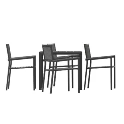 Flash Furniture Harris 5 Piece Commercial Indoor/Outdoor Table And Chairs With Black Poly Resin Slatted Backs And Seats -Flash Furniture GUEST 8520ed73 ec41 4d09 9ab0 17f7c4d01eb2