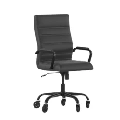 Flash Furniture Whitney High Back Executive Swivel Office Chair With Black Frame, Arms, And Transparent Roller Wheels -Flash Furniture GUEST 856b15bf a280 4598 86bd d748f7715704