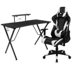 Flash Furniture Gaming Desk And Reclining Gaming Chair Set With Cup Holder, Headphone Hook, And Monitor/Smartphone Stand -Flash Furniture GUEST 8578a611 c0fc 4078 b2cd 069f26ff35cf