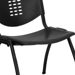 Flash Furniture HERCULES Series 880 Lb. Capacity Black Plastic Stack Chair With Oval Cutout Back And Black Frame -Flash Furniture GUEST 85898899 83d6 4185 8034 164192933864