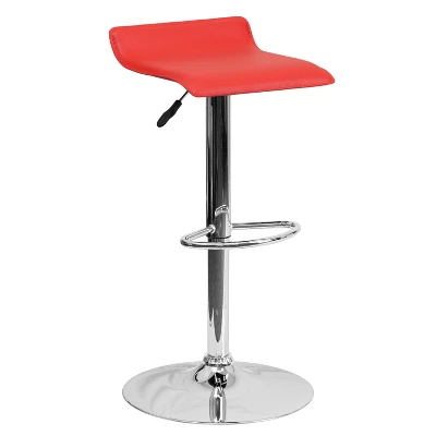 Flash Furniture Contemporary Vinyl Adjustable Height Barstool With Solid Wave Seat And Chrome Base 12 Flash Furniture Contemporary Vinyl Adjustable Height Barstool With Solid Wave Seat And Chrome Base - Image 10