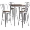 Flash Furniture 31.5" Square Metal Bar Table Set With Wood Top And 4 Stools -Flash Furniture GUEST 86dbe9e0 7036 4a35 96f7 aa101881ecf2