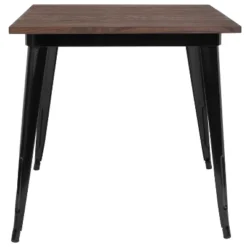 Flash Furniture 31.5" Square Black Metal Indoor Table With Walnut Rustic Wood Top -Flash Furniture GUEST 8714a9c1 2ecb 4051 8726 b58868d61dd7