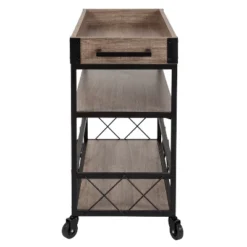 Flash Furniture Buckhead Distressed Light Oak Wood And Iron Kitchen Serving And Bar Cart With Wine Glass Holders -Flash Furniture GUEST 87ab3f22 dac1 40c0 965f 870a5df3bb5a