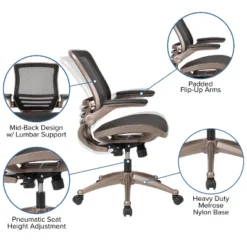 Flash Furniture Mid-Back Transparent Mesh Executive Swivel Office Chair With Flip-Up Arms -Flash Furniture GUEST 87c3628c 8185 4c4c 91ad 872be8de0001