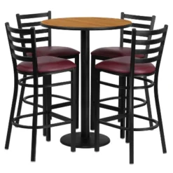 Flash Furniture 30'' Round Laminate Table Set With Round Base And 4 Ladder Back Metal Barstools -Flash Furniture GUEST 88164733 88a7 4f86 9c74 276fa64ad4d2