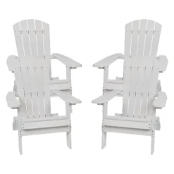 Flash Furniture Set Of 4 Charlestown All-Weather Poly Resin Folding Adirondack Chair -Flash Furniture GUEST 892dc68a 6f98 4ff3 b426 7e91ffcedbd4