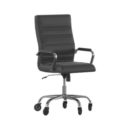 Flash Furniture Whitney High Back Executive Swivel Office Chair With Black Frame, Arms, And Transparent Roller Wheels -Flash Furniture GUEST 895e718b 4e85 4010 a67b ba4bd67bbb64
