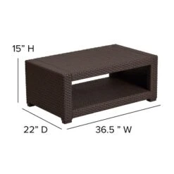 Flash Furniture 4 Piece Outdoor Faux Rattan Chair, Sofa And Table Set In Chocolate Brown -Flash Furniture GUEST 8970750c 248d 422e 9a42 078e72d5afc3