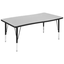 Flash Furniture 28"W X 47.5"L Rectangle Wave Flexible Collaborative Thermal Laminate Activity Table - Height Adjustable Short Legs -Flash Furniture GUEST 899e07b6 2b00 4df2 beb3 bfa5b9abb078