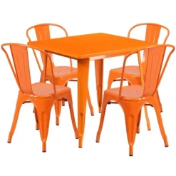 Flash Furniture Commercial Grade 31.5" Square Metal Indoor-Outdoor Table Set With 4 Stack Chairs 35 Flash Furniture Commercial Grade 31.5" Square Metal Indoor-Outdoor Table Set With 4 Stack Chairs -Flash Furniture GUEST 89cd9c45 05cc 403b 982a 3cb67821ce0b