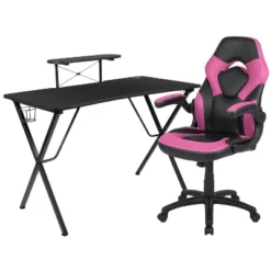 Flash Furniture Gaming Desk And Racing Chair Set With Cup Holder, Headphone Hook, And Monitor/Smartphone Stand -Flash Furniture GUEST 8a12d3f1 6910 41d5 a1ae 995cd7cea7f0