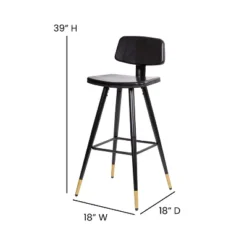Flash Furniture Kora Commercial Grade Low Back Barstools-LeatherSoft Upholstery-Iron Frame-Integrated Footrest-Gold Tipped Legs-Set Of 2 -Flash Furniture GUEST 8a3bc778 5a3d 4648 b603 3500d8b6ce23