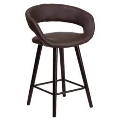 Flash Furniture Brynn Series 24'' High Contemporary Vinyl Rounded Back Counter Height Stool With Cappuccino Wood Frame -Flash Furniture GUEST 8b2b468f 8f16 4a25 aa04 8f1514b1c6ea