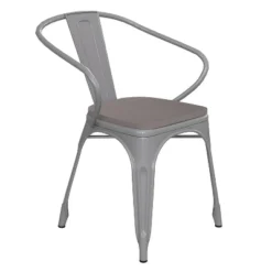 Flash Furniture Luna Commercial Grade Metal Indoor-Outdoor Stack Chair With Arms, All-Weather Polystyrene Seat And Vertical Slat Back -Flash Furniture GUEST 8ba48dbe 93dd 4a22 a092 b88b001684c6