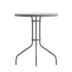 Flash Furniture Bellamy 23.75'' Silver Round Tempered Glass Metal Table -Flash Furniture GUEST 8c58b347 3ece 4600 a58c 10a4d5ec1a2d