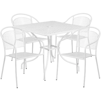 Flash Furniture Oia Commercial Grade 35.5" Square Indoor-Outdoor Steel Patio Table Set With 4 Round Back Chairs 13 Flash Furniture Oia Commercial Grade 35.5" Square Indoor-Outdoor Steel Patio Table Set With 4 Round Back Chairs - Image 11