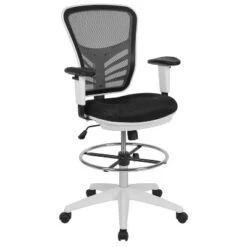 Flash Furniture Mid-Back Mesh Ergonomic Drafting Chair With Adjustable Chrome Foot Ring, Adjustable Arms -Flash Furniture GUEST 8c8ff1ef f2c0 4d8b b771 c2a48886b6cb
