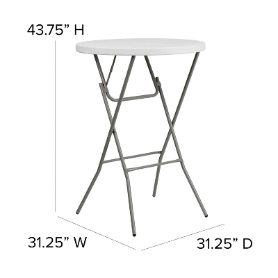 Flash Furniture 2.6-Foot Round Granite White Plastic Bar Height Folding Table 5 Flash Furniture 2.6-Foot Round Granite White Plastic Bar Height Folding Table - Image 3