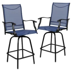Flash Furniture Valerie Patio Bar Height Stools Set Of 2, All-Weather Textilene Swivel Patio Stools And Deck Chairs With High Back & Armrests -Flash Furniture GUEST 8dde4d2b 5b8b 4bcc a652 66745cdc0240