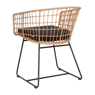 Flash Furniture Devon Set Of 2 Indoor/Outdoor Patio Boho Club Chairs, Rope With PE Wicker Rattan, Cushions And Sled Base 10 Flash Furniture Devon Set Of 2 Indoor/Outdoor Patio Boho Club Chairs, Rope With PE Wicker Rattan, Cushions And Sled Base - Image 8