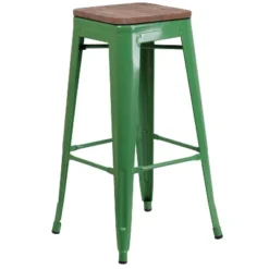 Flash Furniture 30" High Backless Metal Barstool With Square Wood Seat -Flash Furniture GUEST 8ee2ead9 933b 4689 b501 d8e53d0c7cf1