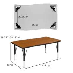 Flash Furniture 28"W X 47.5"L Rectangle Wave Flexible Collaborative Thermal Laminate Activity Table - Height Adjustable Short Legs -Flash Furniture GUEST 8fa6a047 ff1b 445f b8d9 11a19b7e2bc6