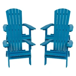 Flash Furniture Set Of 4 Charlestown All-Weather Poly Resin Folding Adirondack Chair -Flash Furniture GUEST 903efef9 9f8b 471d b8a9 901ae035917e