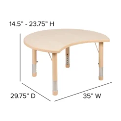Flash Furniture 25.125"W X 35.5"L Crescent Natural Plastic Height Adjustable Activity Table -Flash Furniture GUEST 908ddeeb 98e1 4d97 a4a3 0241e1b63ec4
