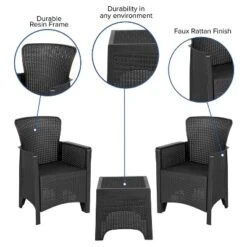 Flash Furniture Faux Rattan Plastic Chair Set With Matching Side Table -Flash Furniture GUEST 911dff1d b934 4ae8 9c4a 029bdf259842