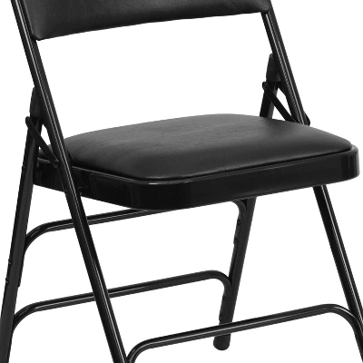 Flash Furniture 4 Pack HERCULES Series Curved Triple Braced & Double Hinged Upholstered Metal Folding Chair 8 Flash Furniture 4 Pack HERCULES Series Curved Triple Braced & Double Hinged Upholstered Metal Folding Chair - Image 6