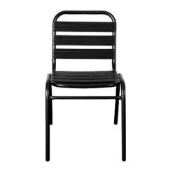 Flash Furniture Lila Aluminum Commercial Indoor-Outdoor Armless Restaurant Stack Chair With Triple Slat Back -Flash Furniture GUEST 92162136 2a67 41b8 afa1 72c77c36d3bc