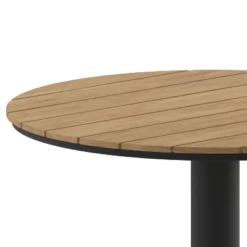 Flash Furniture Finch Commercial Grade Round 24" Table With Faux Teak Poly Slats And Steel Frame, Natural/Gray -Flash Furniture GUEST 922501d9 28cf 4402 95cc e1cd1cf6d0f8