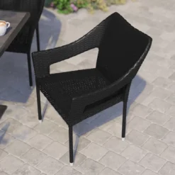 Flash Furniture Ethan Commercial Grade Stacking Patio Chair, All Weather PE Rattan Wicker Patio Dining Chair -Flash Furniture GUEST 92cfef0f 99c2 40d9 a379 c14d6f42db7f