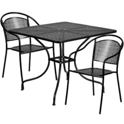 Flash Furniture Oia Commercial Grade 35.5" Square Indoor-Outdoor Steel Patio Table Set With 2 Round Back Chairs -Flash Furniture GUEST 94ab8eff 9e71 43ac 92ae 3b2bed29c3fc