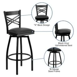 Flash Furniture Black ''X'' Back Swivel Metal Barstool -Flash Furniture GUEST 94bb9833 4b48 4b4d 89dc e470fe4db6be