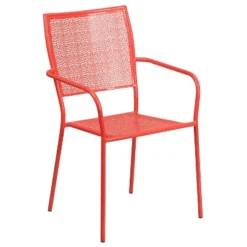 Flash Furniture Commercial Grade Indoor-Outdoor Steel Patio Arm Chair With Square Back -Flash Furniture GUEST 94ec9e88 44ed 4663 aa99 741f85b99b02