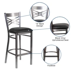 Flash Furniture Clear Coated ''X'' Back Metal Restaurant Barstool 15 Flash Furniture Clear Coated ''X'' Back Metal Restaurant Barstool -Flash Furniture GUEST 9520fc9c 6fde 43e0 b659 dc347a796b45