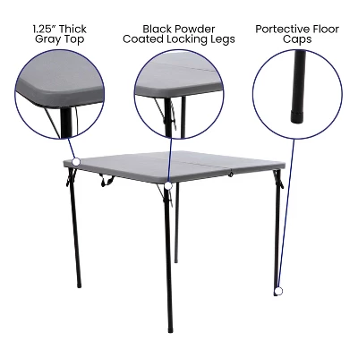 Flash Furniture 2.83-Foot Square Bi-Fold Plastic Folding Table With Carrying Handle 12 Flash Furniture 2.83-Foot Square Bi-Fold Plastic Folding Table With Carrying Handle - Image 10
