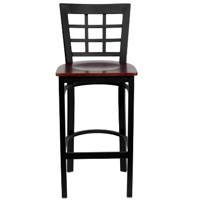 Flash Furniture Black Window Back Metal Restaurant Barstool 6 Flash Furniture Black Window Back Metal Restaurant Barstool - Image 4