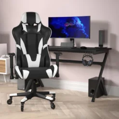 Flash Furniture 33 Flash Furniture X20 Gaming Chair Racing Office Computer PC Adjustable Chair With Reclining Back And Transparent Roller Wheels