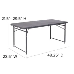 Flash Furniture 4-Foot Height Adjustable Bi-Fold Dark Gray Plastic Folding Table With Carrying Handle -Flash Furniture GUEST 96eaaeab ee53 4429 8e48 fbb7d551ea92