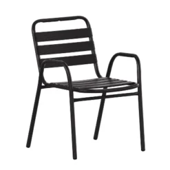 Flash Furniture Lila Commercial Metal Indoor-Outdoor Restaurant Stack Chair With Metal Triple Slat Back And Arms -Flash Furniture GUEST 970c8d3a 48e5 40ef 89c8 cbcd94329e1a
